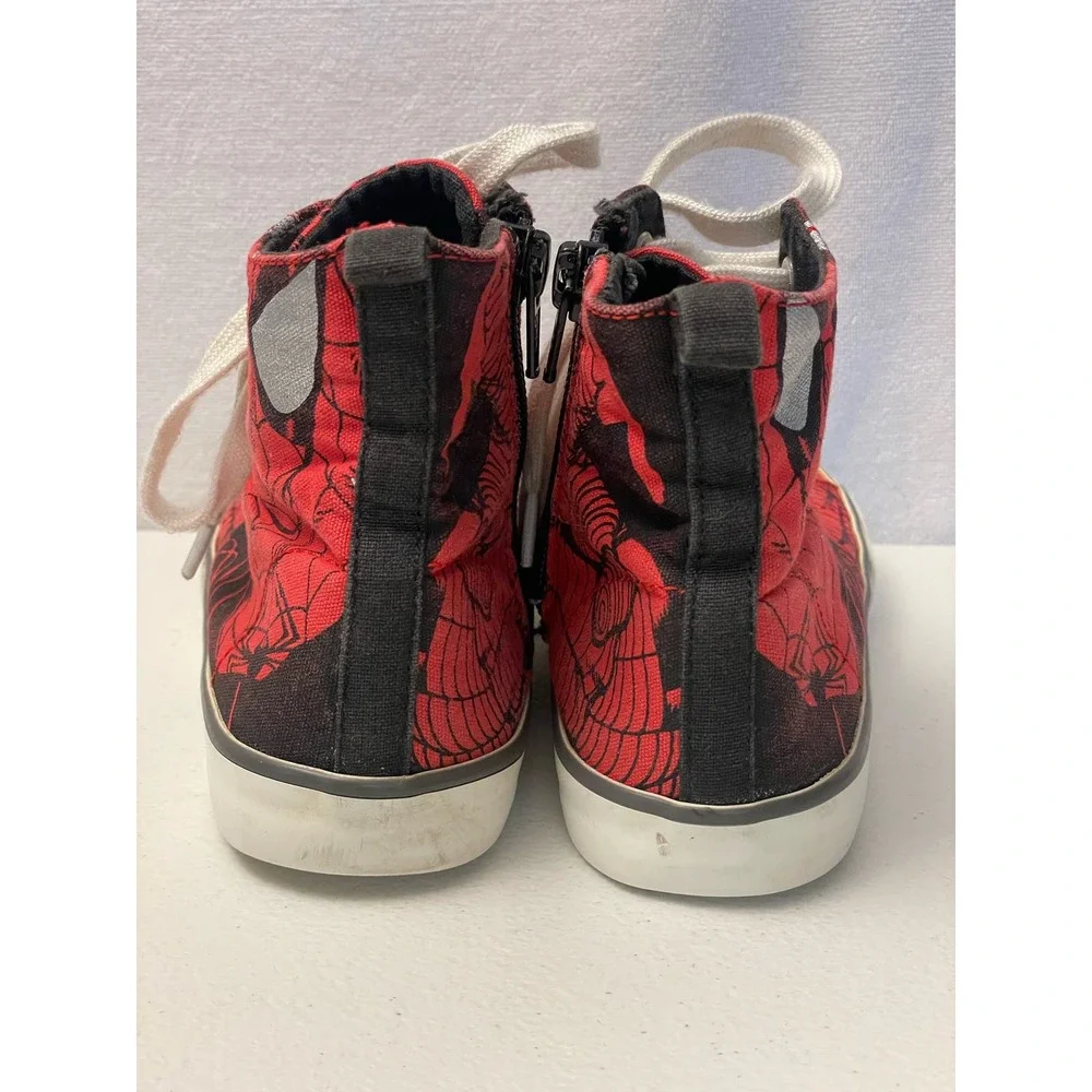 GAP Spiderman‎ high top youth shoes size 11 lace up zip side red black